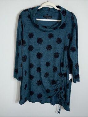 Liv By Habitat Clothes Long Sleeve Tunic Top-Green Black-Cowl Neck-XL-NWT